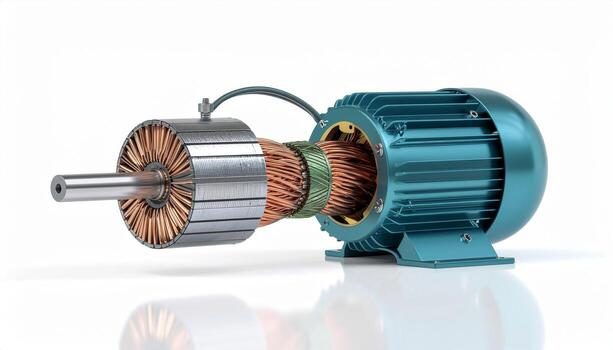 Exploded view of an electric motor's internal components