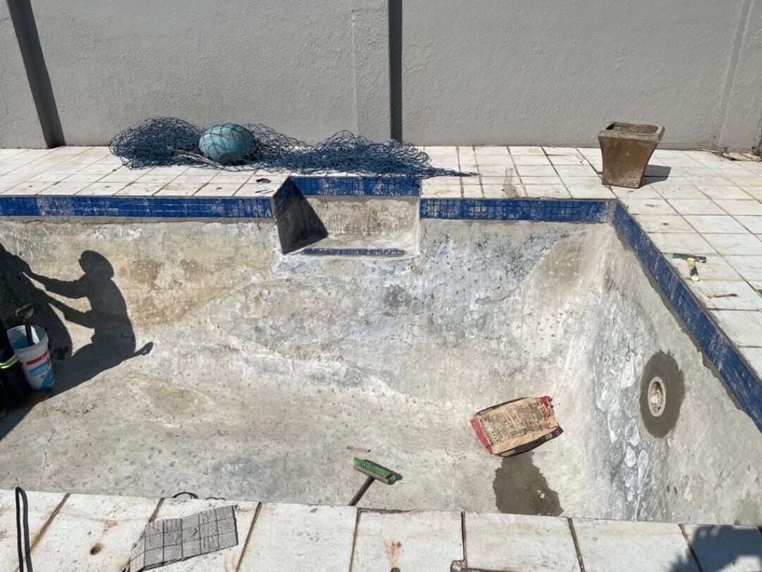 Swimming pool prepared for renovation before resurfacing, Randburg